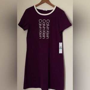 Calvin Klein Women's Relaxed Short Sleeve Mini Logo T-Shirt Dress NWT Size M